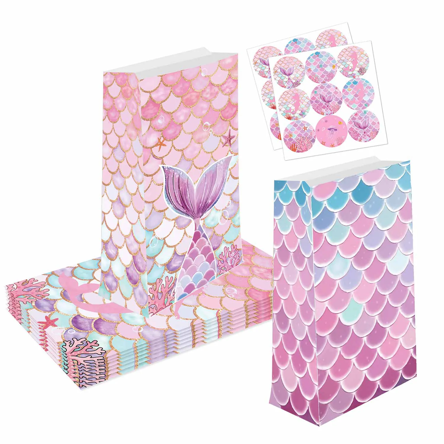 12件美人鱼图案礼品袋