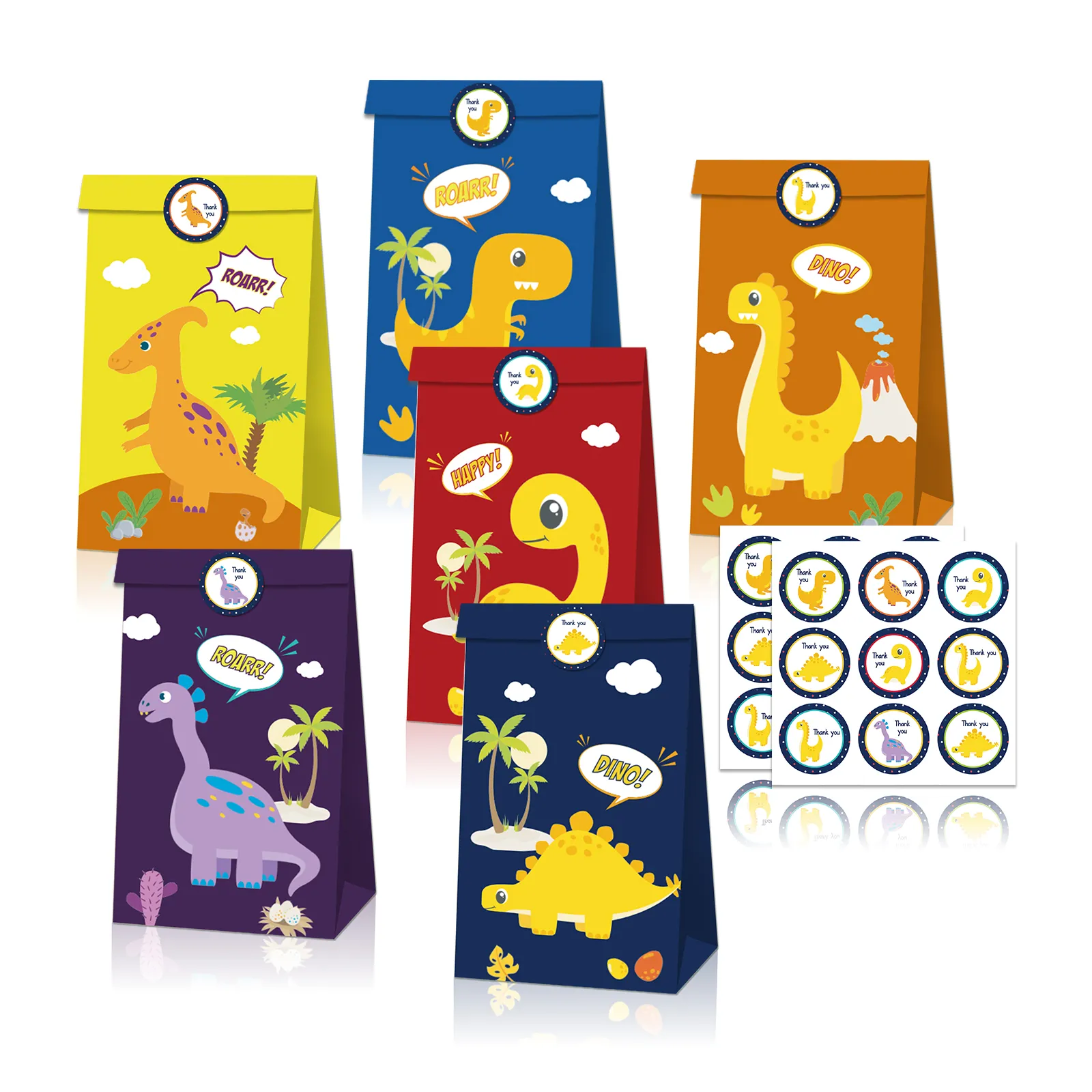 12个恐龙图案礼品纸袋